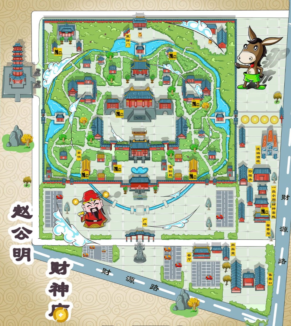 金口河寺庙类手绘地图